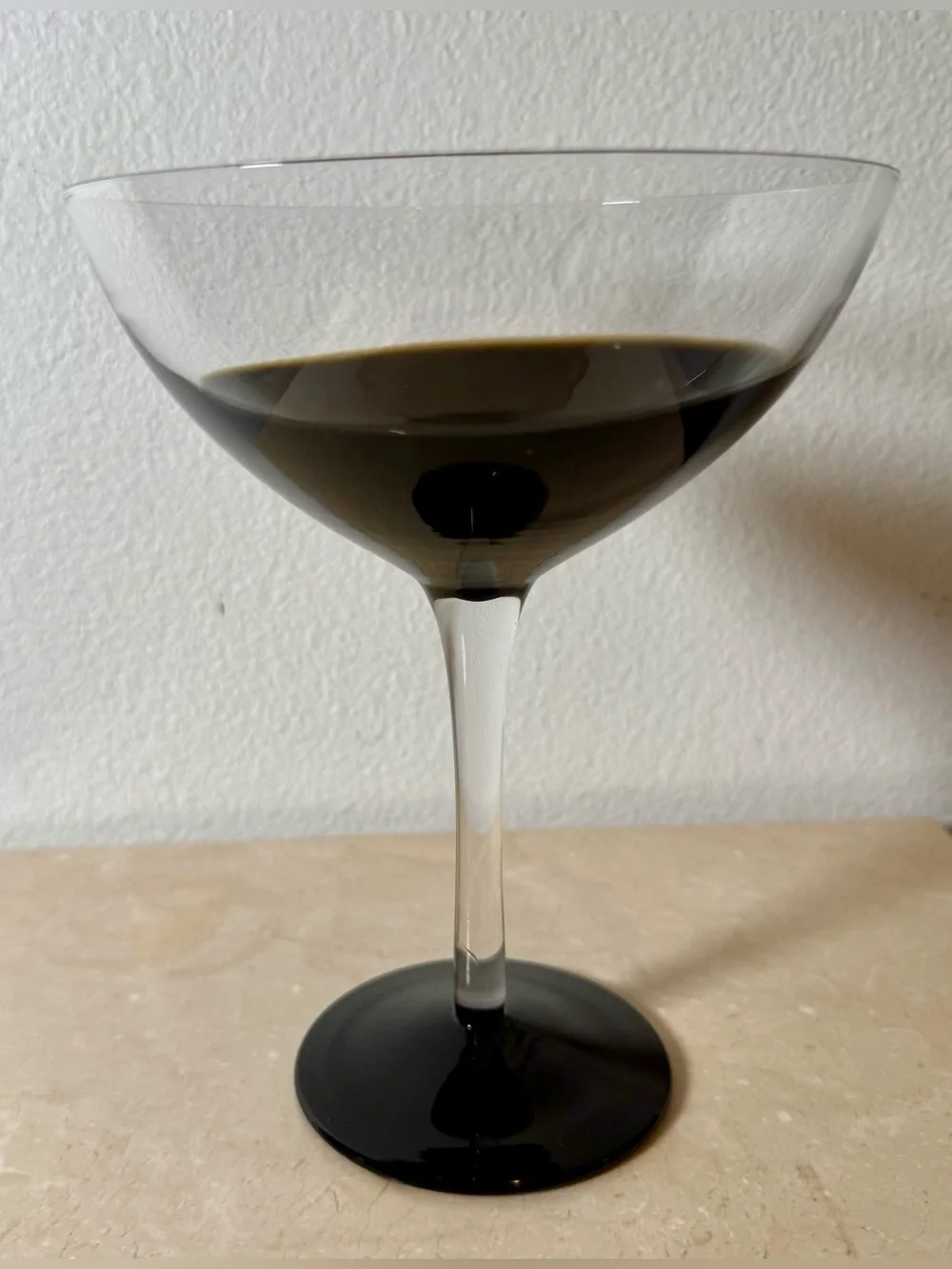 Pier 1 Elemental Black To Clear 7” Martini Cocktail Glass. 12oz
